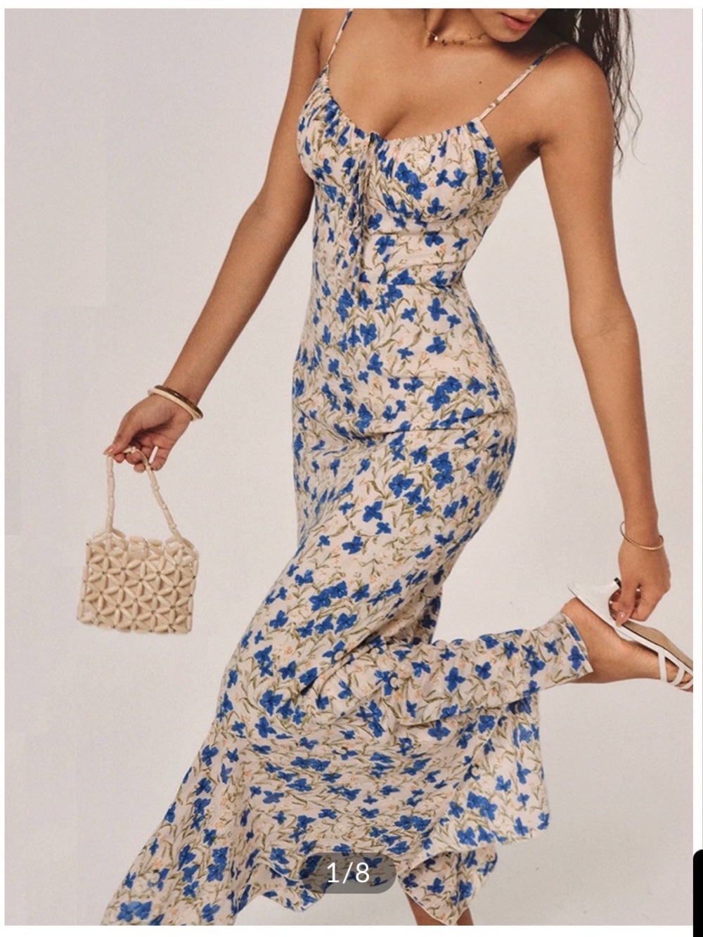Commense Blue Floral Maxi Slip Dress